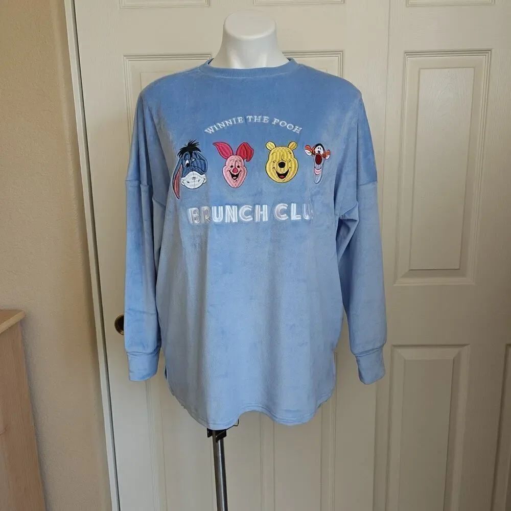 Disney Winnie the Pooh "Brunch Club" velourโPJ top sz XS NWT
